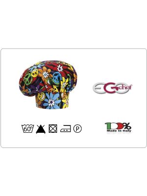 Cappello Copricapo Berretto Cap Cuoco Chef Ego Chef Italia Peace And Love  Art. 7000147A
