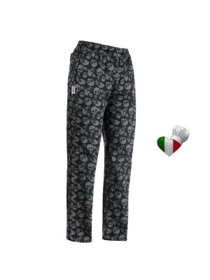 Pantalone Pantaloni Pants Hose Coulisse Cuoco Chef Professionale Ego Chef Italia Skulls Teschi Art. 3502120A