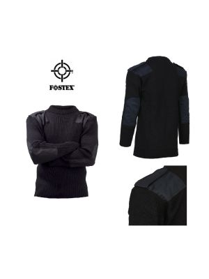 Pullover Maglione Modello Ufficio Nero Sicurezza con Toppe e Spalline Girocollo Fostex Art. 131345