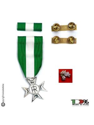 Set Medaglie Croce Anzianità di Servizio + Nastrino + Pins Carabinieri - Esercito Italiano Argento XVI anni  Art.FAV-SET15