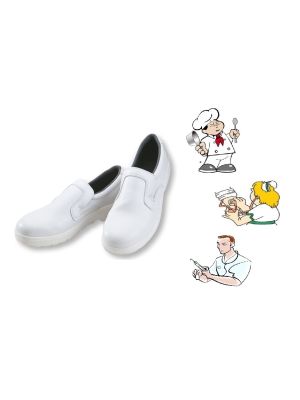 Scarpa Certificata CE S2 Professionale Bianca Senza Lacci Chef Cuoco Cucina Medicale Infermiere Art. 9000001