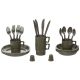 Set Posate e Bicchieri Piatti Campeggio Picnic Militare 4 Persone MFH Viaggio Pesca Sport Art. 33345