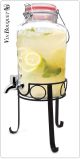 Dispenser 3 Litri in Vetro con Rubinetto Glass With Stand, 32.5 x 19 x 19 cm Vin Bouquet Art.FIH285