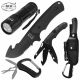 Coltello da Sopravvivenza Multilama con Accessori Fodero e Torcia Marca MFH Art. 45451A