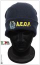 Berretto Zuccotto Papalina Invernale Blu Royal  A.E.O.P. Ass. Europea Operatori di Polizia con Ricamo e Scritta  Art.TUS-21