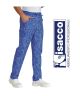 Pantalaccio Pantaloni Coulisse Unisex Cuoco Chef Pasticcere NEW YORK Blu Bianco Isacco Art. 044675