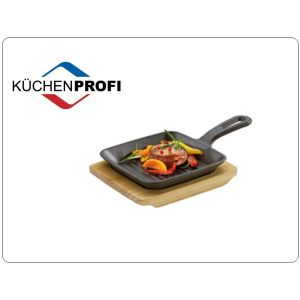 Padella Grill con supporto in Legno Quadrata Kuchenprofi Art.511719 