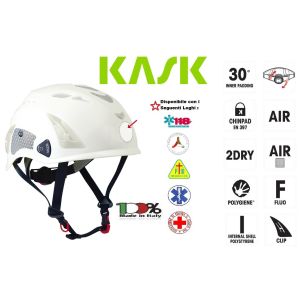 Casco Soccorritore Emergenza Kask Italia Super Plasma HI-VIZ Personalizzato Rosso Bianco Giallo Verde  Art. WHE00017