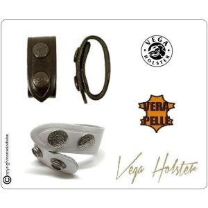 Passanti Per Cinturone Distanziali Pelle Doppio Bottone Bianchi - Neri Confezione 1 pezzo Vega Holster polizia Carabinieri GPG IPS Art. 1V00-1