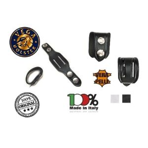 Passante per Cinturone Distanziali Doppia Asola Doppio Bottone Pelle Neri o Bianchi Confezione 1 pezzo Vega Holster Italia Art. 1V01-1