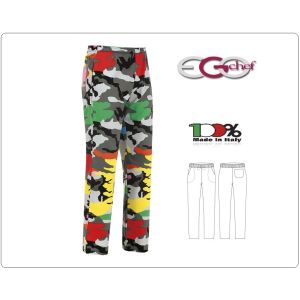 Pantalone Pants Hose Coulisse Cuoco Chef Professionale Ego Chef Italia  Camouflage Art. 3502149A