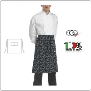 Grembiule Falda Vita Con Tascone Skulls Teschi Neri cm 70x70 Ego Chef Italia Art.6101120A