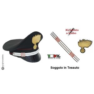 Berretto Ordinanza CC Carabinieri Maresciallo Superiore ex MASUPS con Fregio Ricamato Soggolo Tessuto  Diadema  VENDITA RISERVATA Art.BER-CC-6