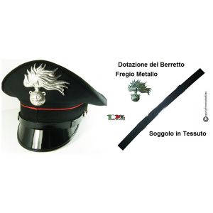 Berretto Ordinanza CC Carabinieri con Fregio Metallo Soggolo Tessuto Diadema VENDITA RISERVATA Art. BER-CC-1