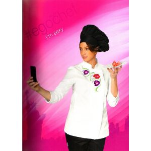 Giacca Cuoco Donna Ego Chef Fiori Flowers Bianca o Nera Personalizzata con Nome Art.1003001