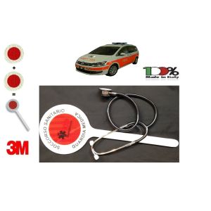 Paletta Segnaletica Ambo le Parti Rosse con logo e Scritte Soccorso Sanitario 118  Guardia Medica Art. NSD-PAL118GM