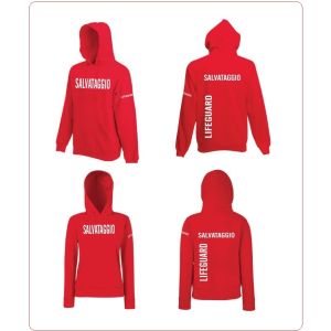 Felpa con Cappuccio in Cotone Uomo o Donna con Stampa Salvataggio Lifeguard Bagnino Novità Art. LIFE-3
