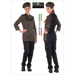 Giacca Cuoco Chef Sartoriale Donna  Danimrca Verde Militare Pangea Personalizzata con Nome Ricamato Art.DN0703