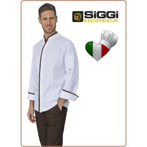 Giacca Professionale Cuoco Chef Victor Profili Cioccolato Siggi Horeca Italia Nuovo Modello Personalizzabile con Nome Art.28GA0218
