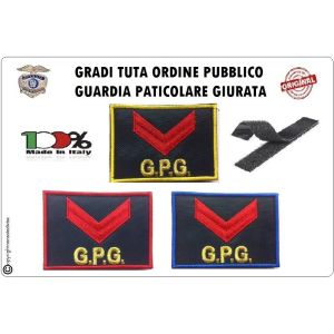 Gradi Velcro per Polo e Tuta OP GPG GPGIPS Sicurezza Agente Scelto New Art.GPG-G1