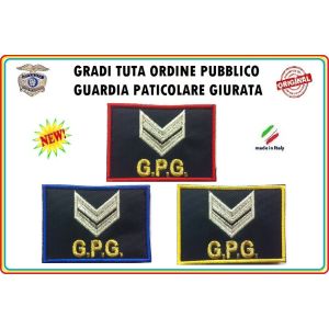 Gradi Velcro per Polo e Tuta OP GPG GPGIPS Sicurezza Vice Brigadiere Argento New Art.GPG-G5
