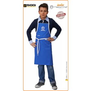Parannanza Grembiule con Pettorina Falda BLU con Ricamo Master Chef Jiunior Masterchef Originali Siggi Art.26PZ0337