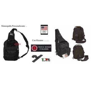 Marsupio Borsa Monospalla  Doppio Uso MOLLE Nero Personalizzato Croce Rossa Italiana CRI Art. 30700A-CRI