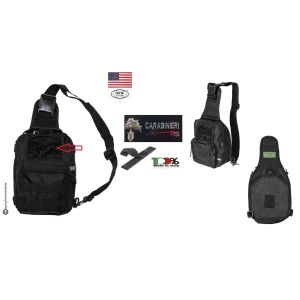 Marsupio Borsa Monospalla  Doppio Uso MOLLE Nero Personalizzato con Patch CARABINIERI CC Arma  Art. 30700A-CC