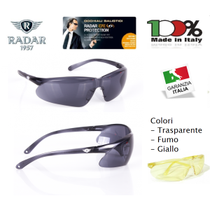 Occhiali Professionali Lenti Balistiche Militari Balistici Tiro Poligono Sole RADAR 1957 EN166 UV400 Trasparente Fumo Gialli Art. 8060-0029