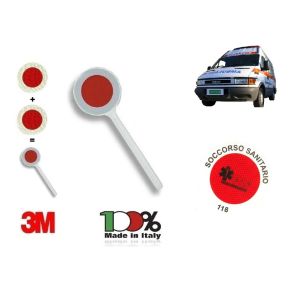 Paletta Segnaletica Professionale 3M Ambo le Parti Rosse Soccorso Sanitario 118 3M Art. NSD-PAL118