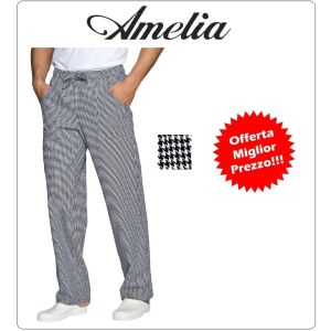 Pantalone Unisex Professionale da Cuoco Coulisse Chef Sale e Pepe 100% Cotone Tinto in Filo By Amelia Primo Prezzo per Scuola Alberghiera   FINE SERIE  Art.AMELIA-2