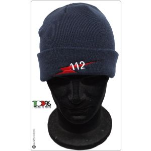 Berretto Zuccotto Papalina Blu Navy con Ricamo Carabinieri Lampo 112 New  Art.ALM-1