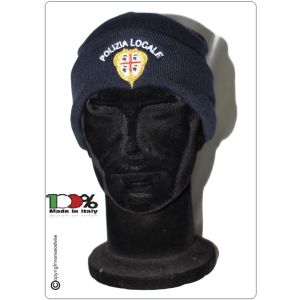 Berretto Zuccotto Papalina Watch Cap Invernale Blu Nevy OD con Ricamo POLIZIA LOCALE SARDEGNA Art.TUS-SAR
