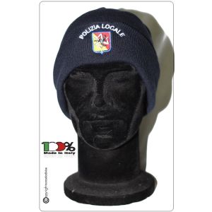 Berretto Zuccotto Papalina Watch Cap Invernale Blu Nevy OD con Ricamo POLIZIA LOCALE SICILIA Art.TUS-SI
