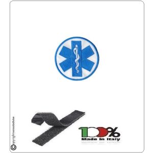 Patch Toppa Con Velcro Croce Esculapio Blu Soccorso Sanitario AMPAS Art.NSD-ES-1