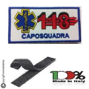 Patch Ricamata 118 Soccorso Sanitario con Velcro CAPOSCQUADRA  Art. NSD-118C