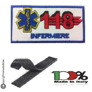 Patch Ricamata 118 Soccorso Sanitario con Velcro INFERMIERE  Art. NSD-118IN