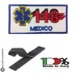 Patch Ricamata 118 Soccorso Sanitario con Velcro MEDICO  Art. NSD-118ME