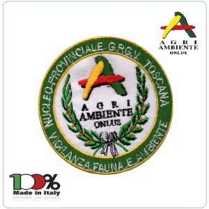 Patch Toppa Ricamata con Velcro GPG VOLONTARIA FAUNA E AMBIENTE AGRIAMBIENTE ONLUS TOSCANA Tonda cm 8.00 Art.AGRI-11