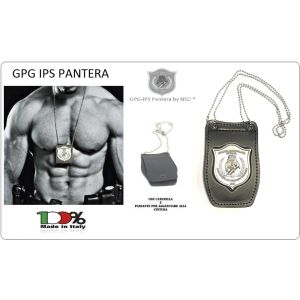 Portaplacca Porta Placca Doppio Uso Placca Fissa  Collo Cintura Guardia Particolare Giurata Incaricato di Pubblico Sevizio PANTERA® GPG-IPS Vega Holster Italia Art. 1WB-GPGIPSP-P