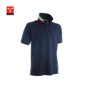 Polo Manica Corta Blu Navy Modello NATION Italia Collo Tricolore Payper Art. NATION-3