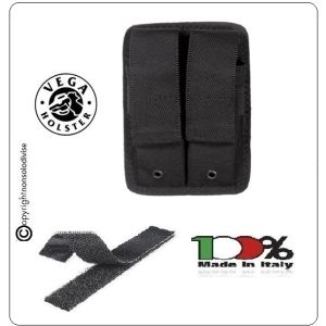 Doppio Porta Caricatore Aggancio a Velcro Cordura Nera Vega Holster Italia Art.  2VS11