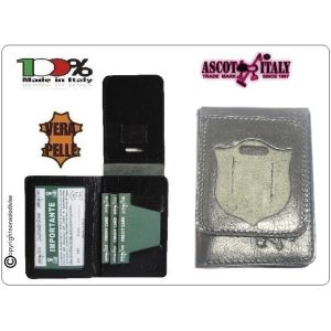 Portafoglio Porta Placca Vera Pelle Portadocumenti Polizia di Stato PS Ascot Italia New LIBERA VENDITA Art. 600VPS