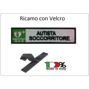 Patch Toppa Ricamata Bianco D.A.E. + AUTISTA SOCCORRITORE Art.DAE-5