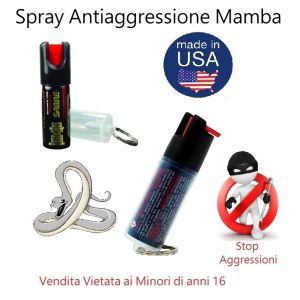 Spray Antiaggressione Anti Aggressione Portachiavi Mamba Difesa Personale Libera Vendita Art. MM-MAMBA