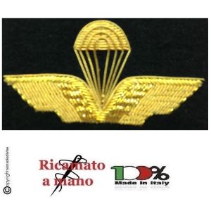 Brevetto Paracadutismo Abilitazione Lancio Ricamato a Mano Canutiglia Oro Civile Art.NSD-BREV3