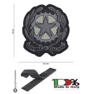 Toppa 3D PVC Stella Italia Grigio Logo Repubblica Italiana Tridimensionale con Velcro INC101 Art. 444130-7036