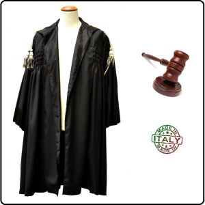 Toga Nera Avvacatura o Magistarto 100% Misto Lana con Nome Ricamato e Cordoniera Art.FAV-TOGA3