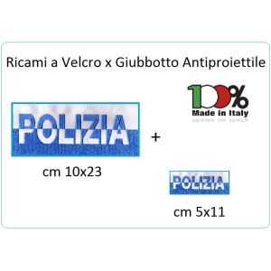 Patch Toppa Vendita a Coppia Grande 23x10 + Piccola 11x5 POLIZIA per Giubbotto Antiproiettile o Gilet Tattico Art.PS-23x10