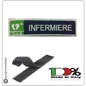 Patch Toppa Ricamata Blu + Bianco  D.A.E. + INFERMIERE  Art.DAE-44
